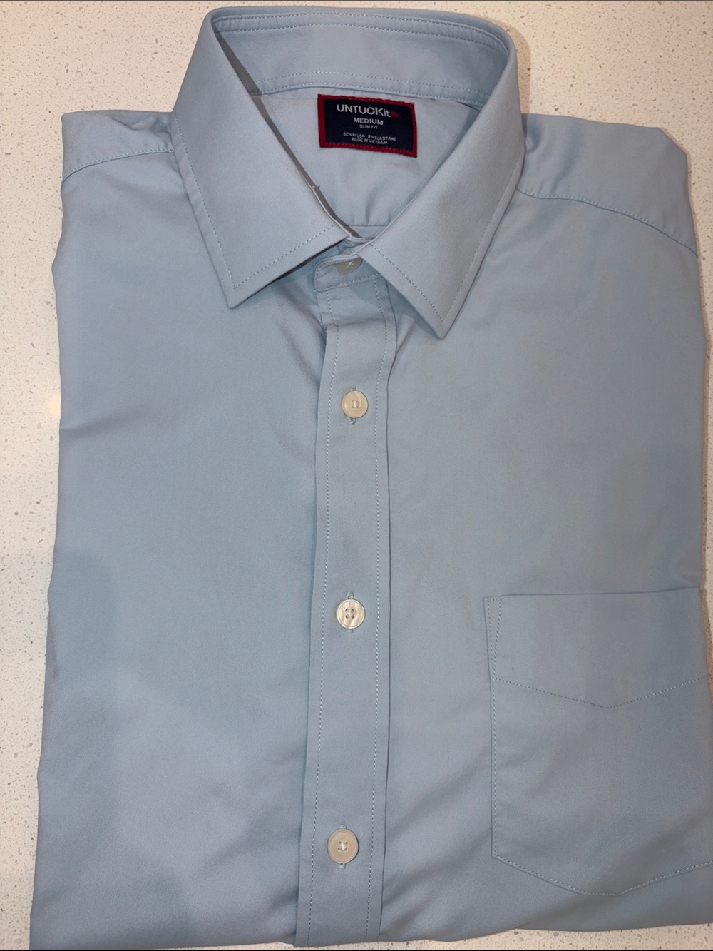 MENS UNTUCKIT BLUE PERFORMANCE SHIRT MEDIUM